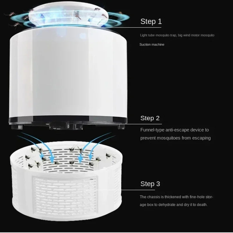 Portable Electric Mosquito Flycatcher, Smart Fly Trap, USB Mosquito Killer, Fly Swatter Lamp, Mute Repellent Light