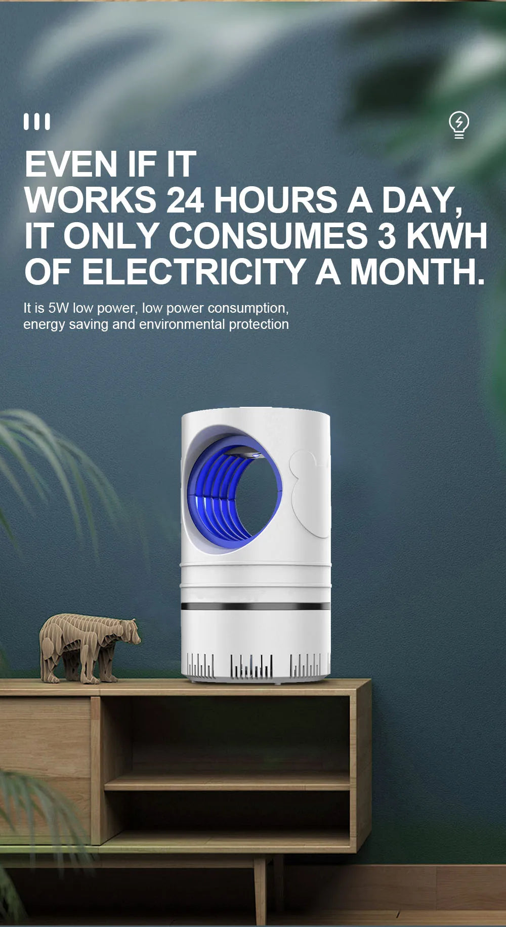 Electric Fly Bug Mosquito Insect Killer LED Light Trap Control Lamp Small Pest with USB Power Supply and Adapter