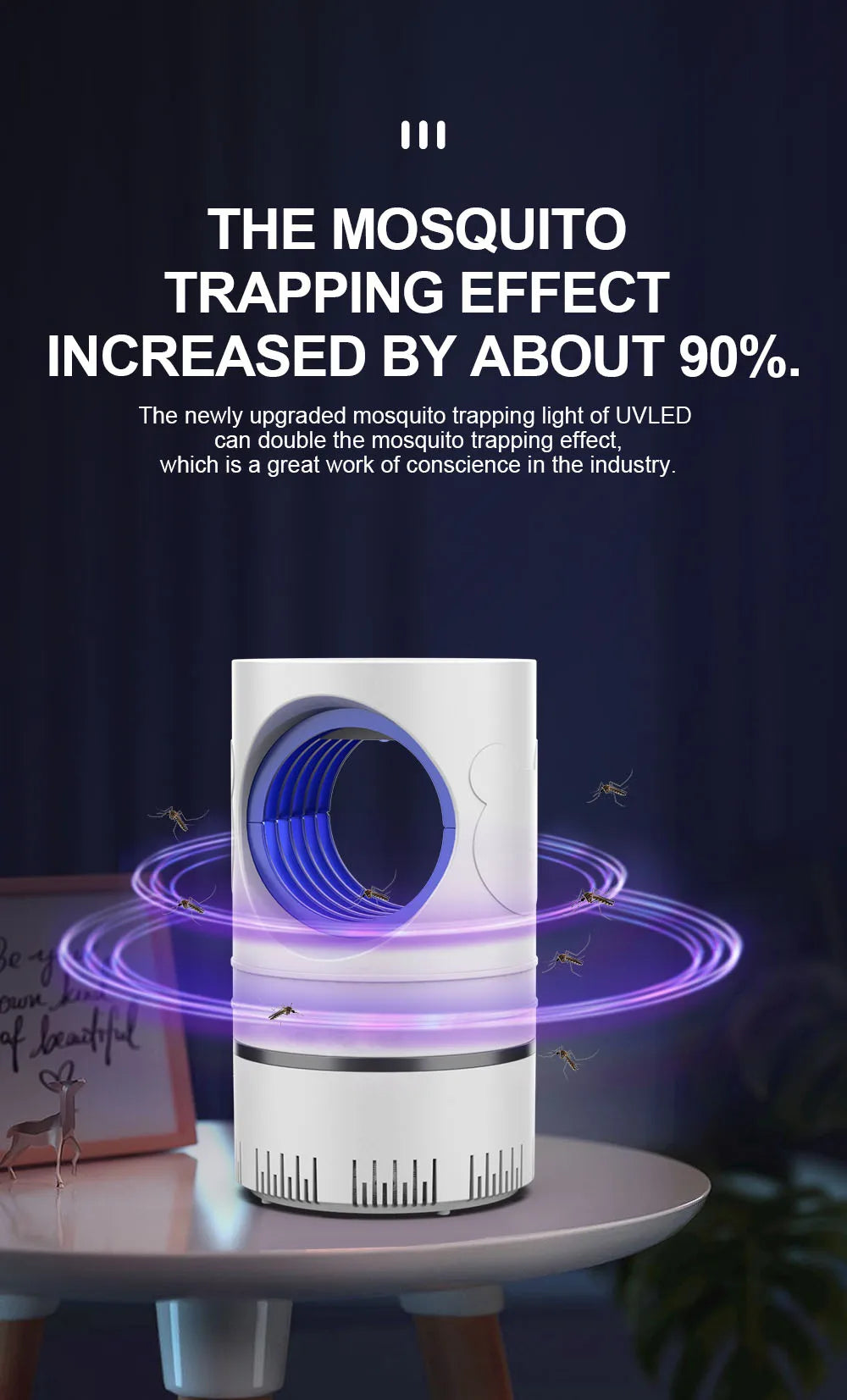 Electric Fly Bug Mosquito Insect Killer LED Light Trap Control Lamp Small Pest with USB Power Supply and Adapter