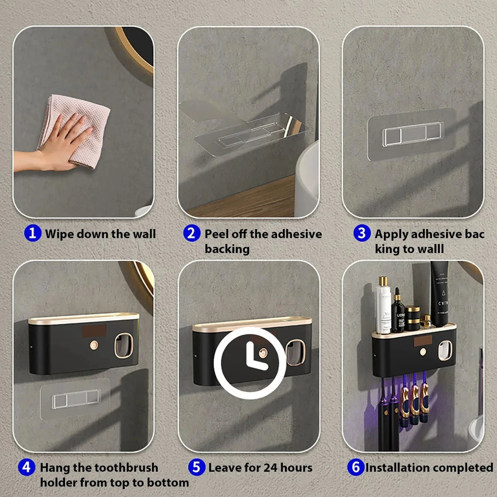 Intelligent Toothbrush Disinfectant, Rechargeable, Dry, Two in One Disinfectant Toothbrush Holder, UV Sterilization