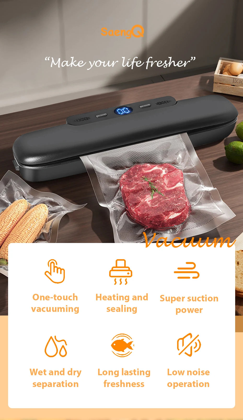 Vacuum Sealer Packaging Machine Food Vacuum Sealer With Free 10pcs Vacuum bags Household Vacuum Food Sealing